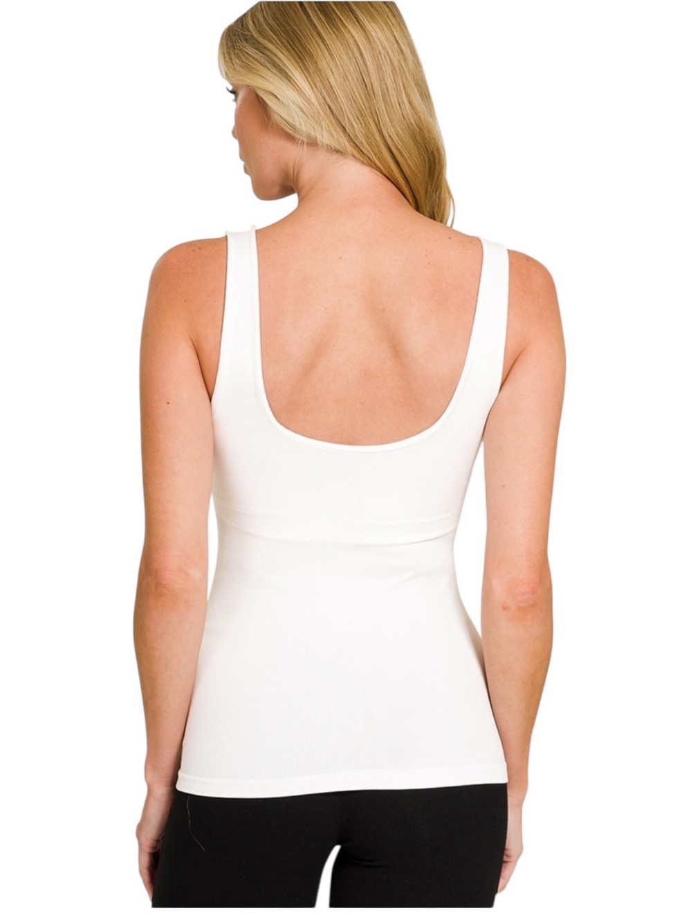 Zenana Bra Black Women’s Seamless Scoop Neck Tank -Built in Bra - Picture 4 of 7